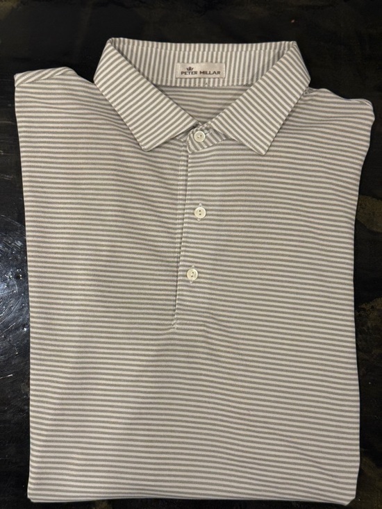 Peter Millar Other - Peter Millar White and Gray Striped Polo Shirt